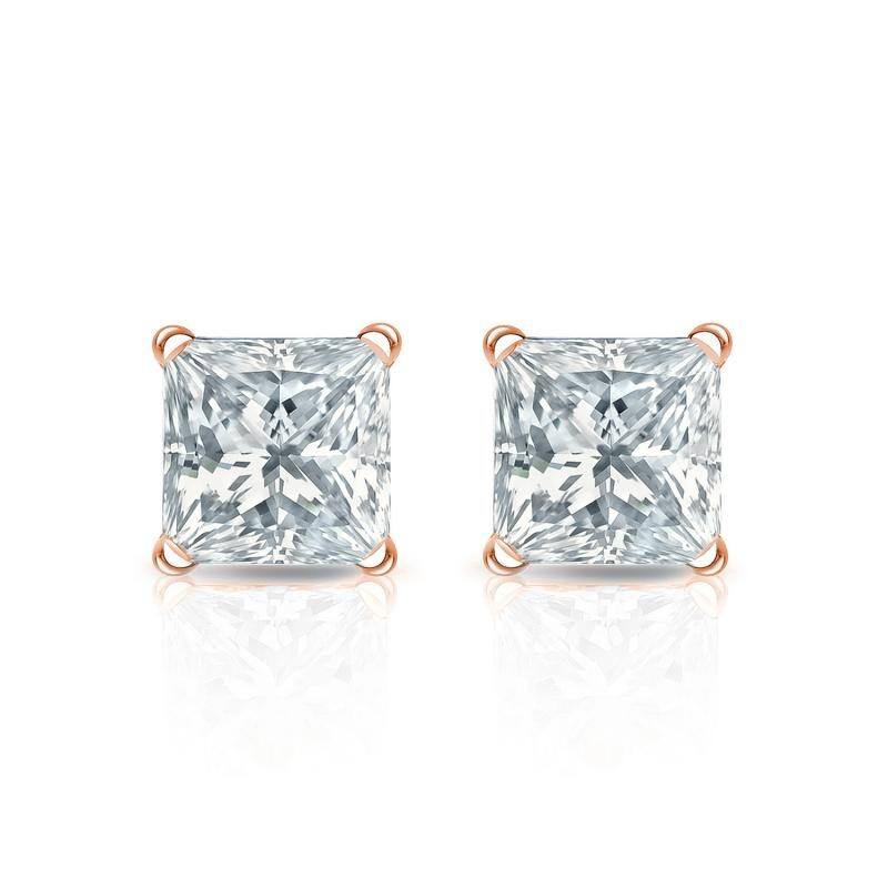 Auriya 14-karat Gold Lab Grown 0.75 carat TDW Princess Diamond Stud Earrings 4-Prong Martini Screw-back