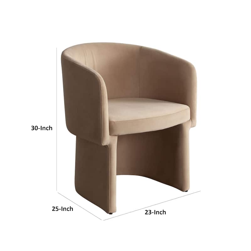 Tesy Dining Side Chair, Camel Brown Performance Velvet, Sloping Arms