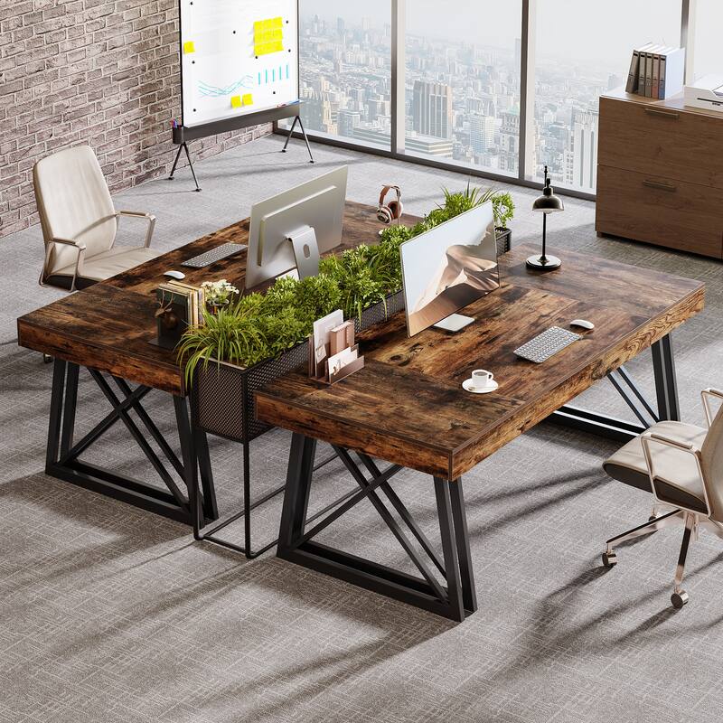 63'' Industrial Large Office Computer Desk with Sturdy X-Shaped Legs