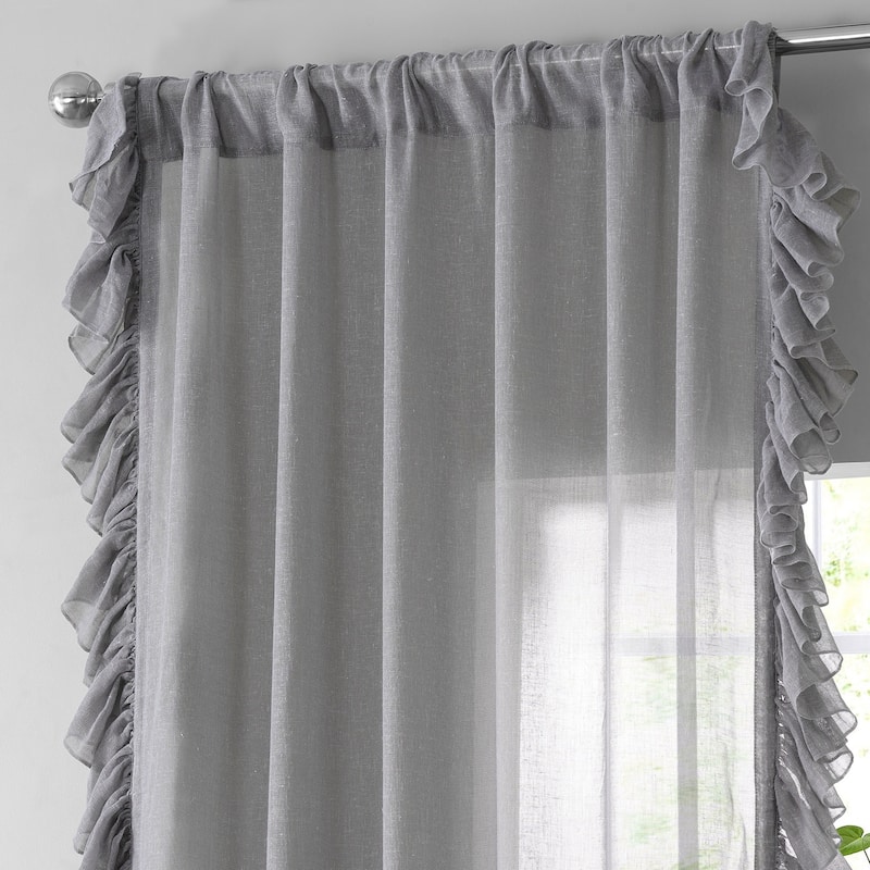 Exclusive Fabrics Faux Linen Ruffle Sheer Curtain (1 Panel)