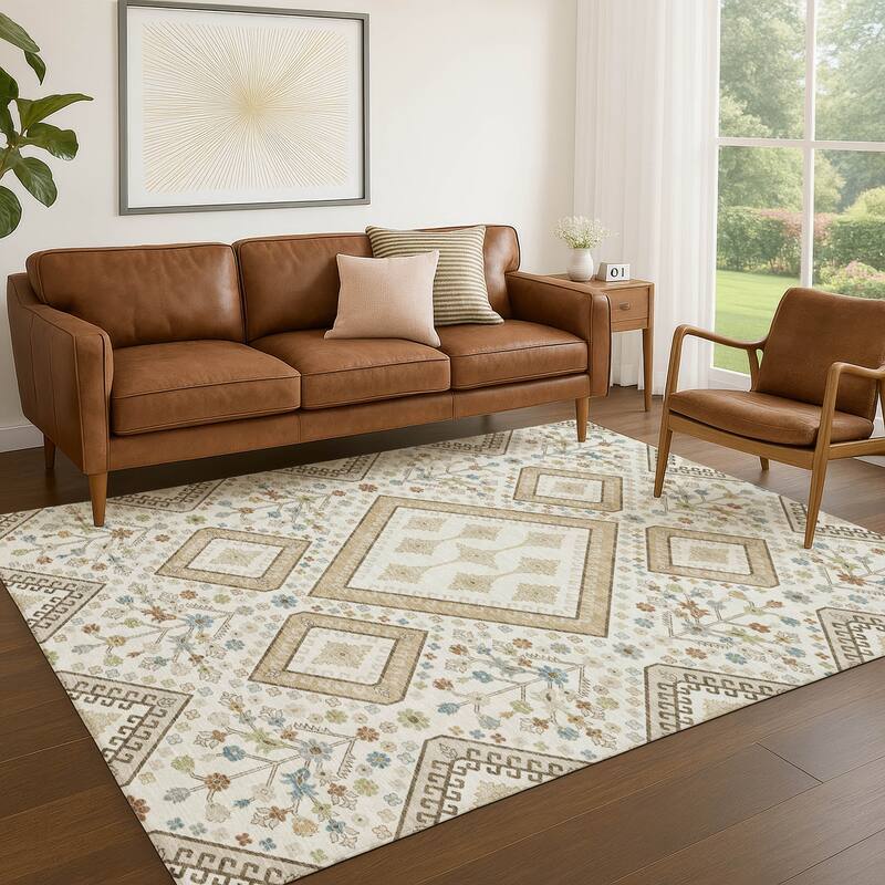 Machine Washable Indoor/ Outdoor Boho Milli Chantille Rug