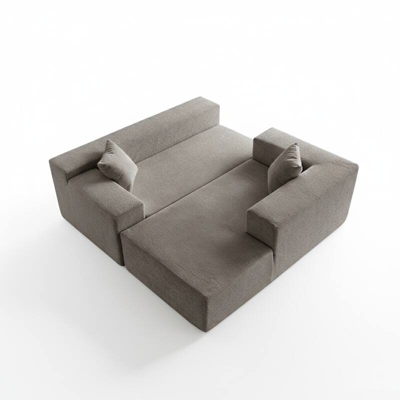103.54" L-Shaped Modern High-Density Sponge Velvet Modular Sectional Sofa with Chaise & Pillows