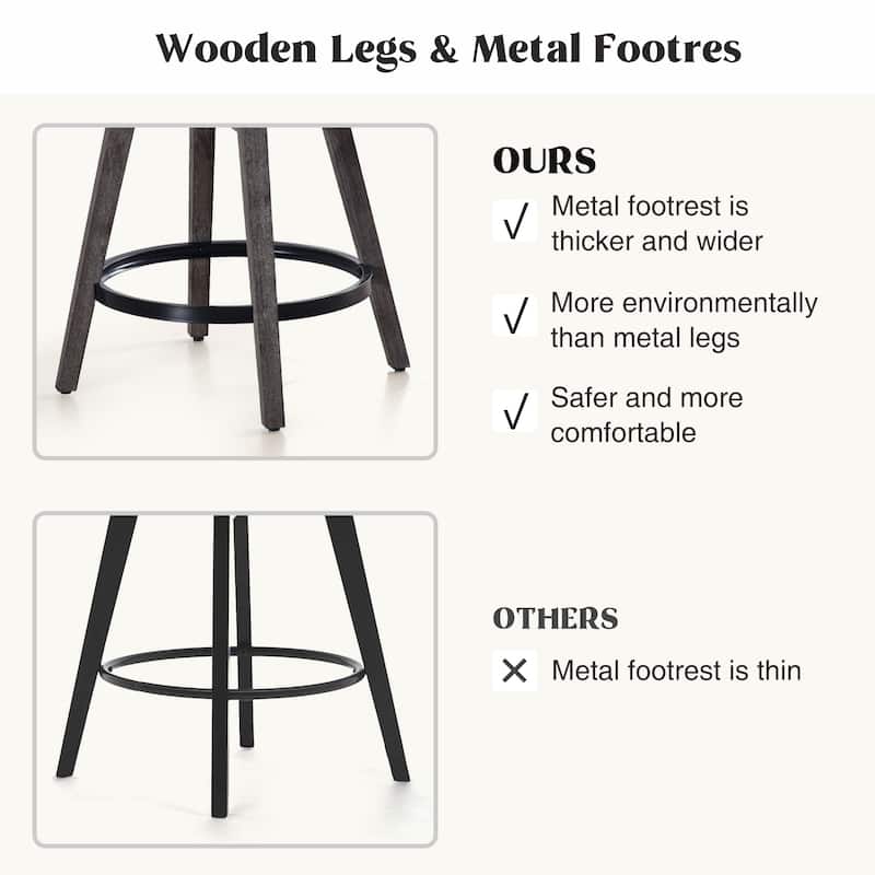 HOMYKA Swivel Bar Stool with Wood Legs Set of 4