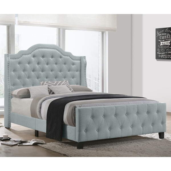 Best Quality Furniture Button Tufted Beds with Chrome Silver Nailhead Trim. Opens flyout.