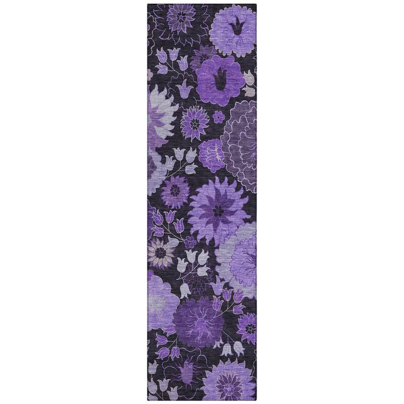 Machine Washable Indoor/ Outdoor Modern Floral Chantille Rug