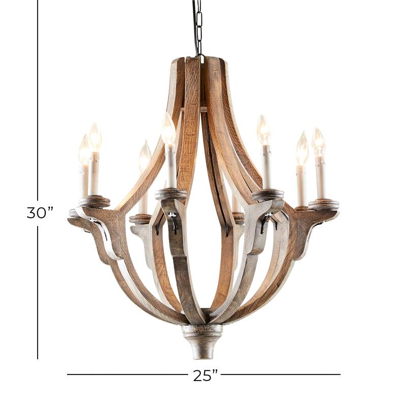 Brown Wood Rustic Chandelier 28 x 25 x 25 - 25 x 25 x 28