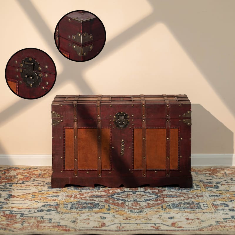 Carbon Loft Lochhead Antique Style Steamer Trunk