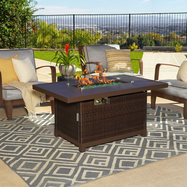 Kinger Home Novi Rattan Propane Gas Fire Pit Table Aluminum Frame 52 Inch On Sale Bed Bath Beyond 34720154