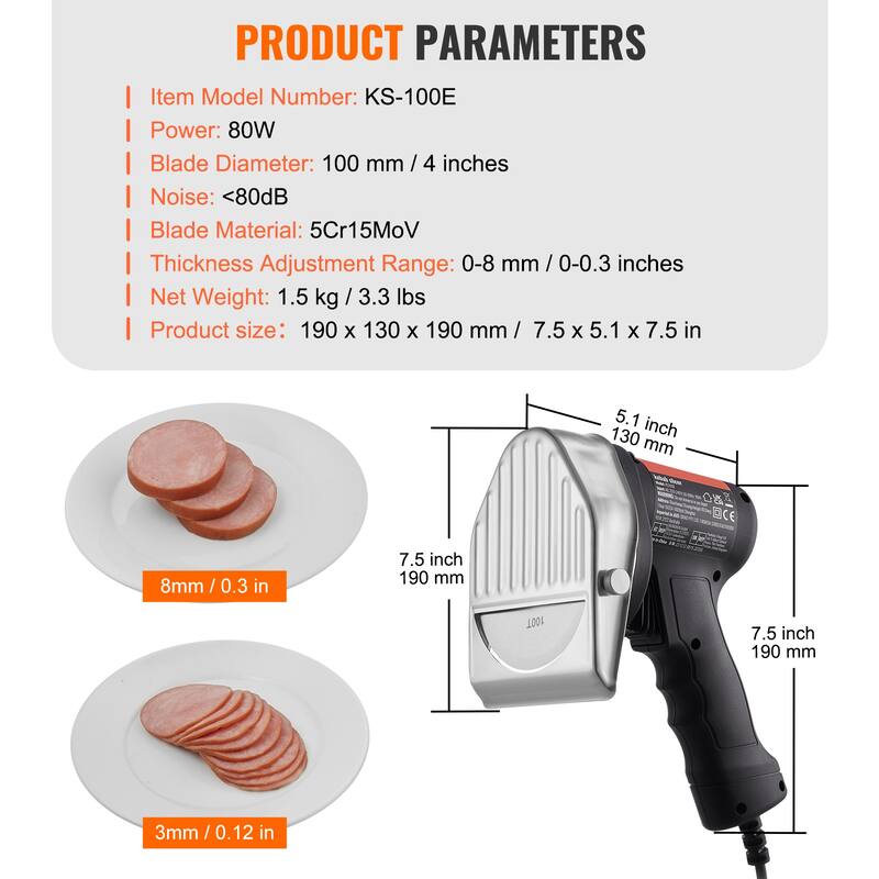 Electric Shawarma Knife Doner Kebab Meat Slicer with 2 Blades