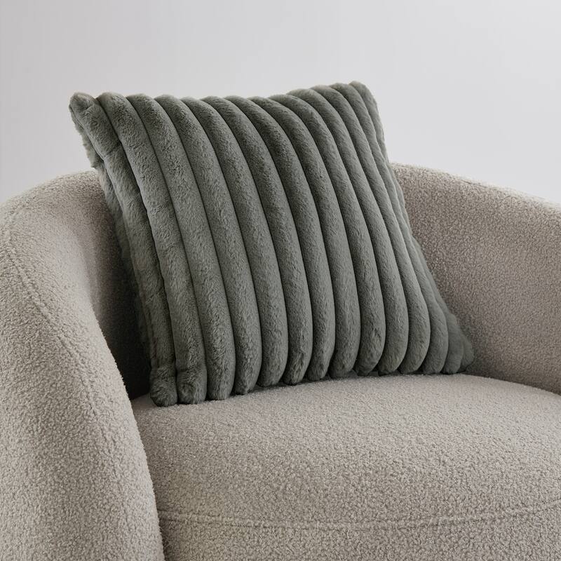 Willits Boucle Accent Chair with Cloud-Like Curved Design and Furry Channel Pillow by iNSPIRE Q Modern