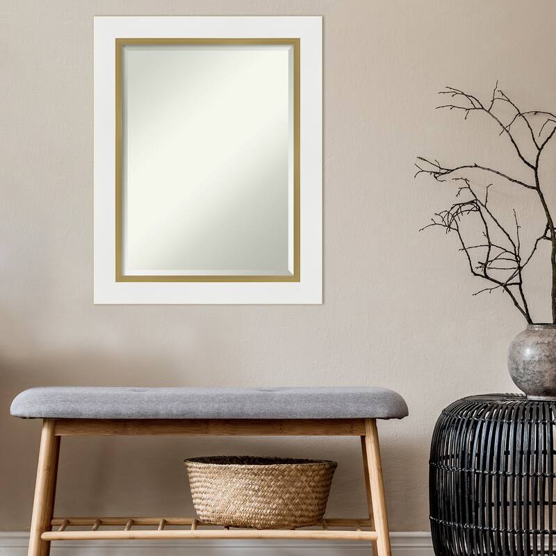 Beveled Bathroom Wall Mirror - Eva White Gold Frame