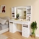 preview thumbnail 34 of 32, White/ Black Makeup Vanity with Lighted Mirror,Extra Large Vanity Desk with 9 Drawers,European Style Vanities