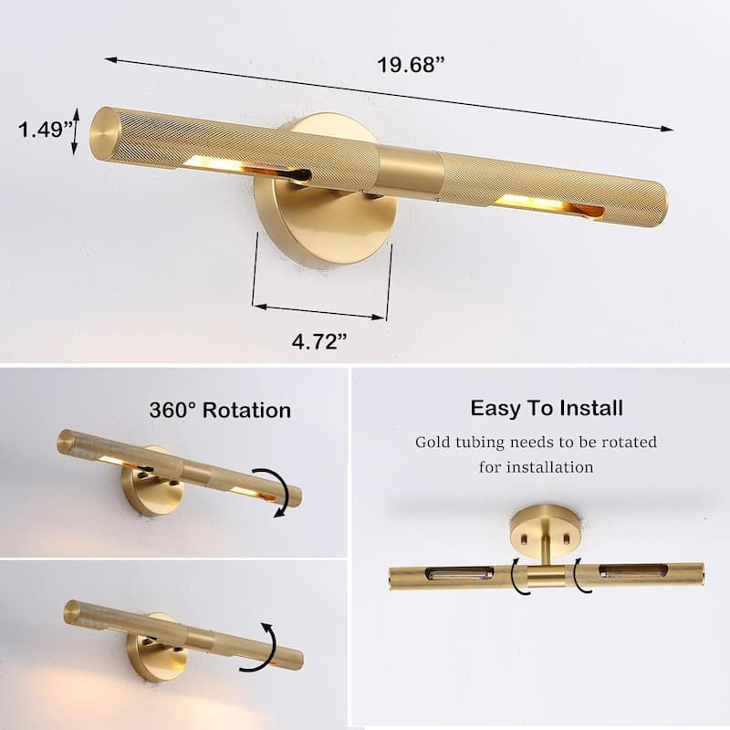 19 inche cylinder light gold vanity light metal wall light