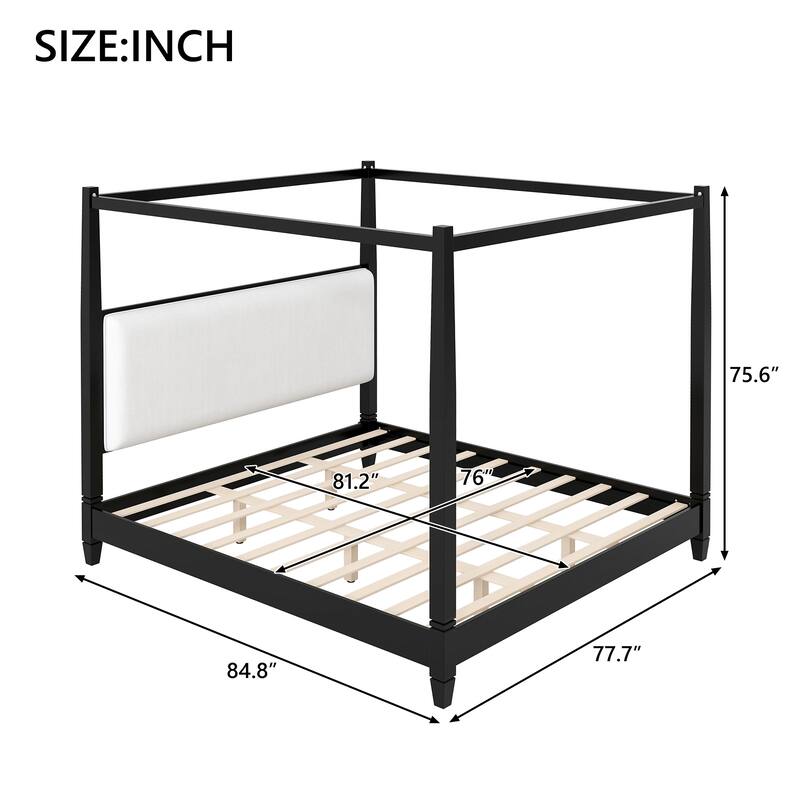 Canopy Platform Bed with Upholstered Headboard by Harper&Bright Designs