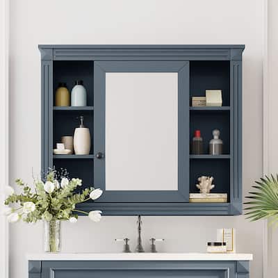 35 in. W x 28.7 in. H Rectangular MDF Medicine Cabinet with Mirror - 35" x 7" x 29