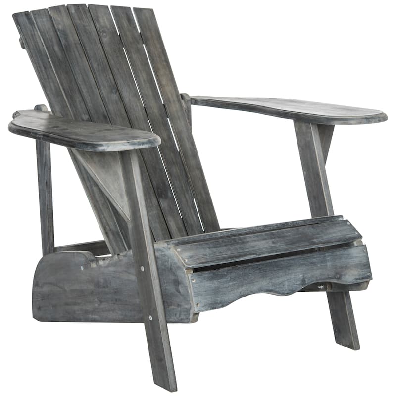 SAFAVIEH Outdoor Living Mopani Adirondack Ash Grey Acacia Wood Chair - 33.5" W x 37.4" D x 32.7" H