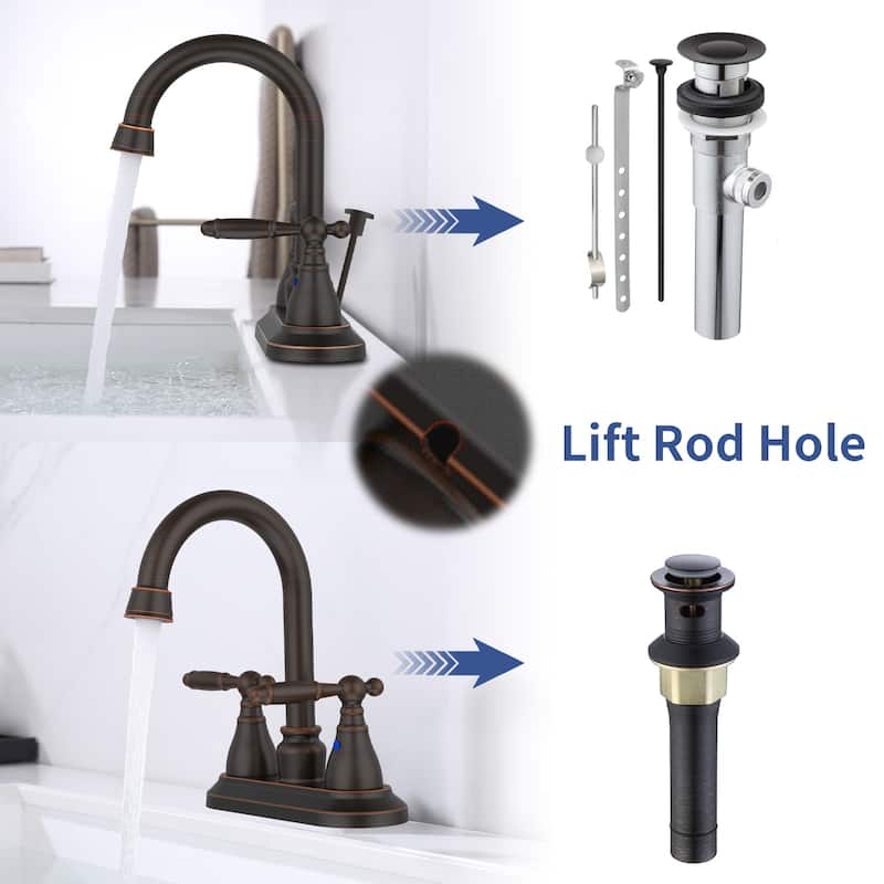 Bathroom Faucet Brushed Nickel 2-Handle Bathroom Sink Faucet 360 Degree Faucet RV Bathroom Faucet 3 Holes Lavatory Faucet