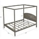 preview thumbnail 9 of 27, King /Queen Size Canopy Platform Bed with Headboard and Support Legs, Grey/Brown