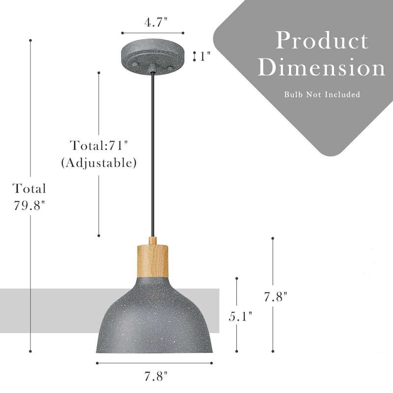 8" Gold Metal Pendant Light