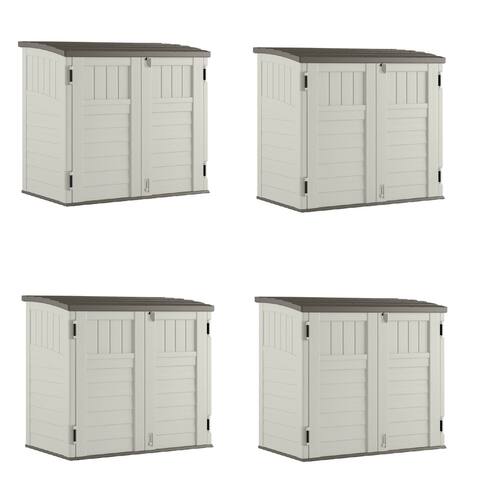 Suncast 34 Cubic Feet Horizontal Backyard Storage Stow Away Shed, Ivory (4 Pack) - 76