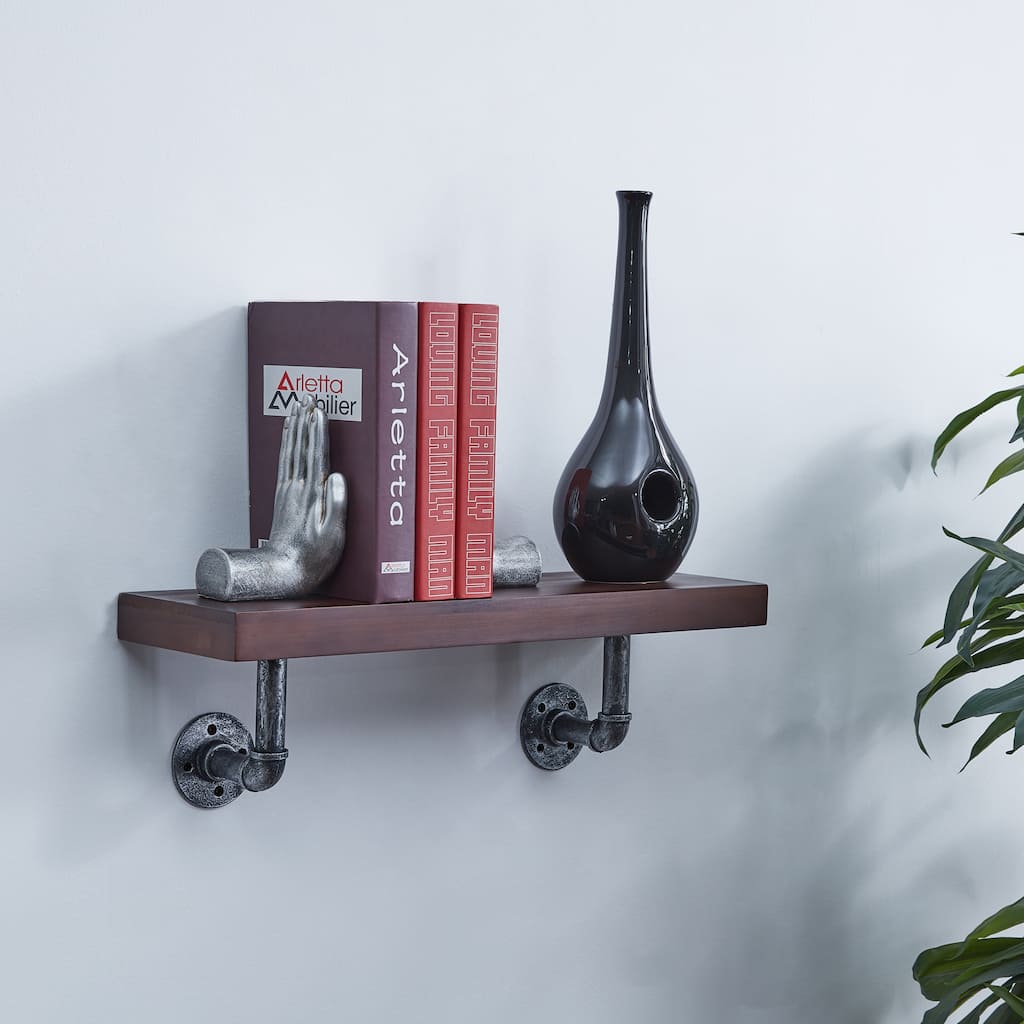 Danya B. 24 x 7 Pipe Industrial Rustic Wall Mount Shelf