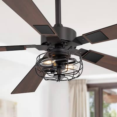 48-inch Reversible Wooden 5-Blades Ceiling Fan with Remote Light