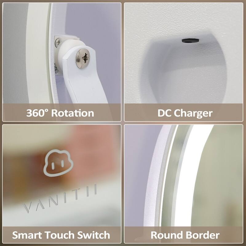 VANITII Makeup Vanity Cloud LED Mirror 18" x 22" With Lights Strip Smart Control Wall Mount Decor Glass White