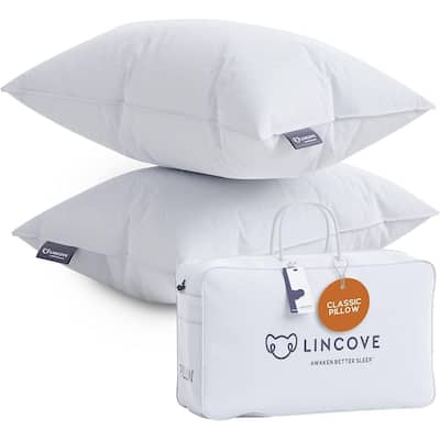 Lincove Luxury Hotel Collection Bed Pillows for Sleeping with Premium 600 Count Cotton Shell