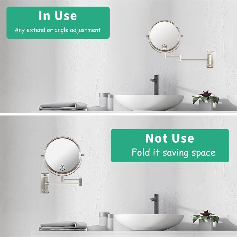 10x/1x Wall Mounted Magnifying Mirror Double-Side Mirrors for Wall