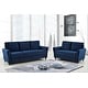 preview thumbnail 1 of 10, Corel Velvet Living Room Set- Sofa and Loveseat Dark Blue