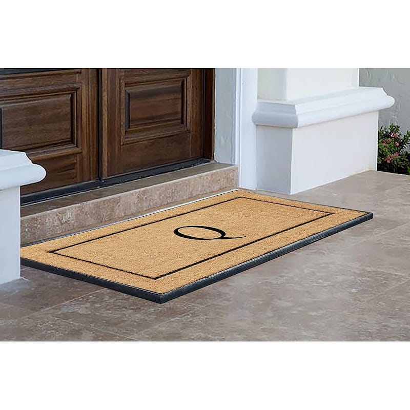A1HC Natural Coir & Rubber Large Monogrammed Door Mat 30"x60"