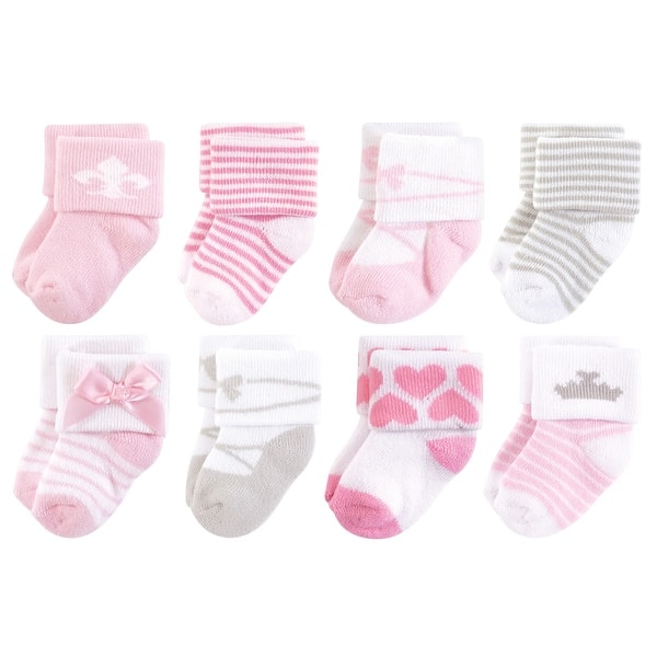 slide 1 of 1, Hudson Baby Infant Girl Cotton Rich Newborn and Terry Socks, Royal Royal - 0-6 Months