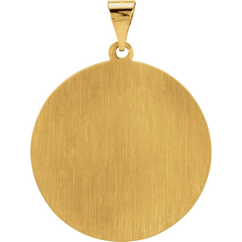 Curata 14k Yellow Gold 25mm Polished Round St. Christopher Medal Pendant Necklace, 16"