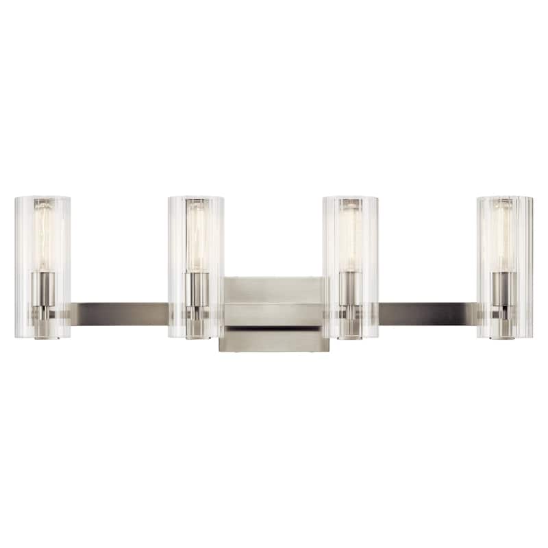 Jemsa 32 in. 4-Light Bathroom Vanity Light with Clear Fluted Glass