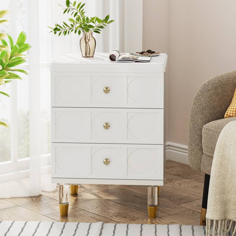 3-Drawer Bedside Table Nightstand for Bedroom
