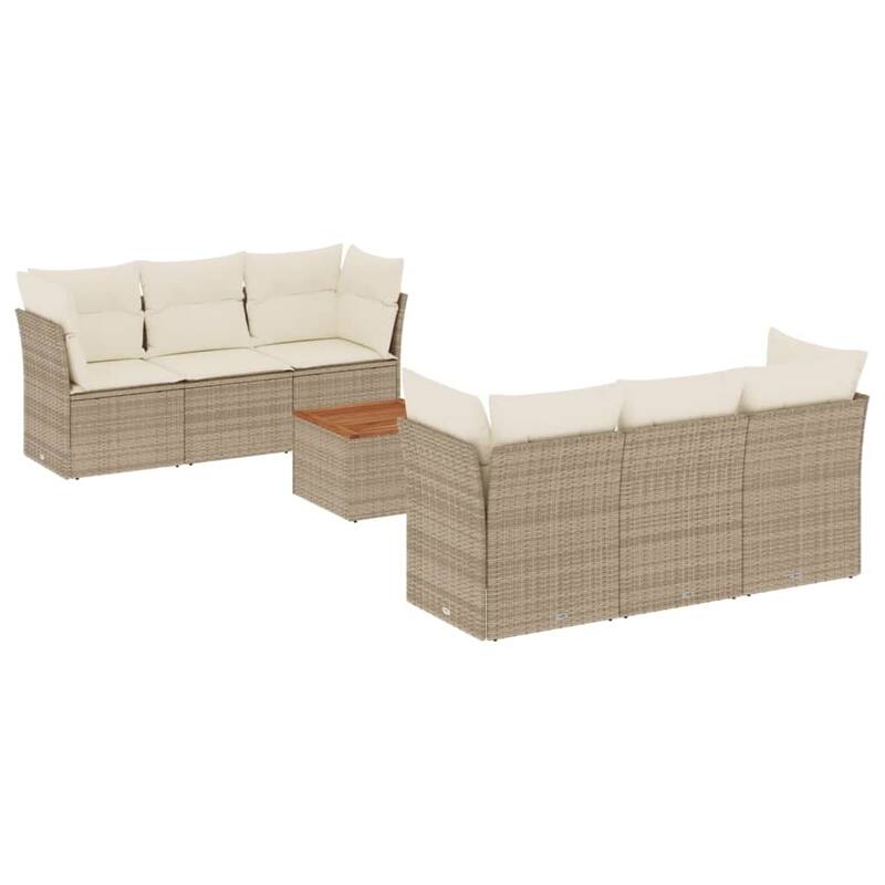 vidaXL Patio Sofa Set with Cushions Outdoor Furniture 7 Piece Poly Rattan - 21.7 x 21.7 x 14.6