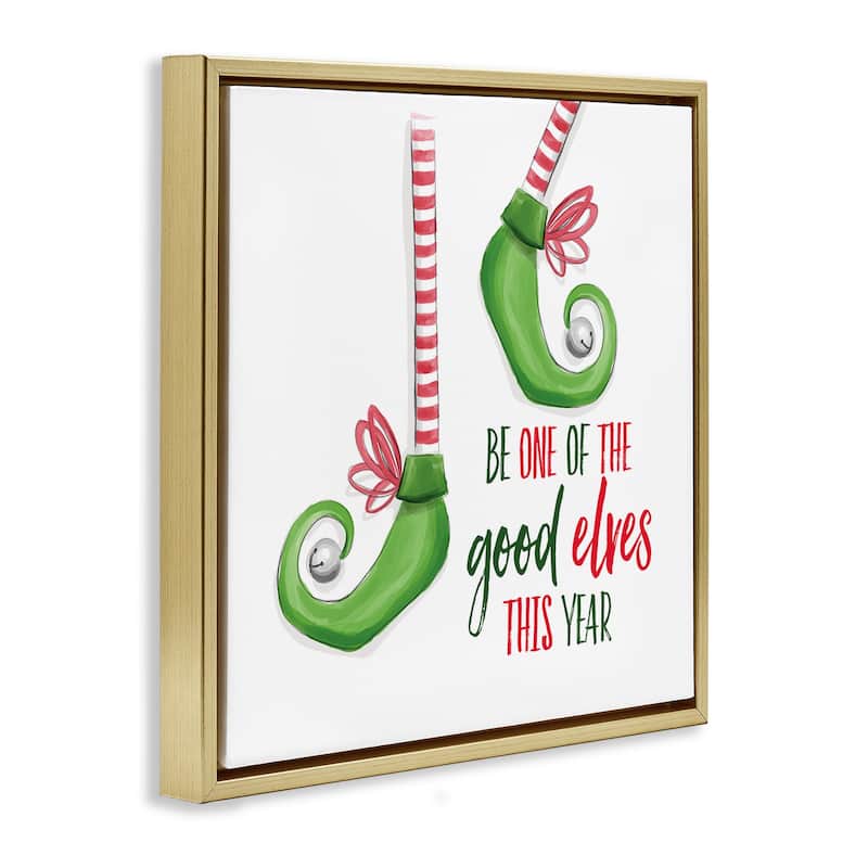 Stupell Festive Be A Good Elf Framed Floater Canvas Wall Art Design By Dogwood Portfolio