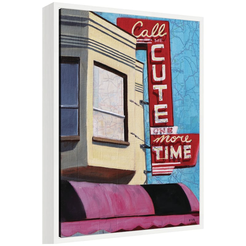 Kate and Laurel Call Me Cute by Krista V. Allenstein Framed Canvas Wall Art Print - 18 x 24