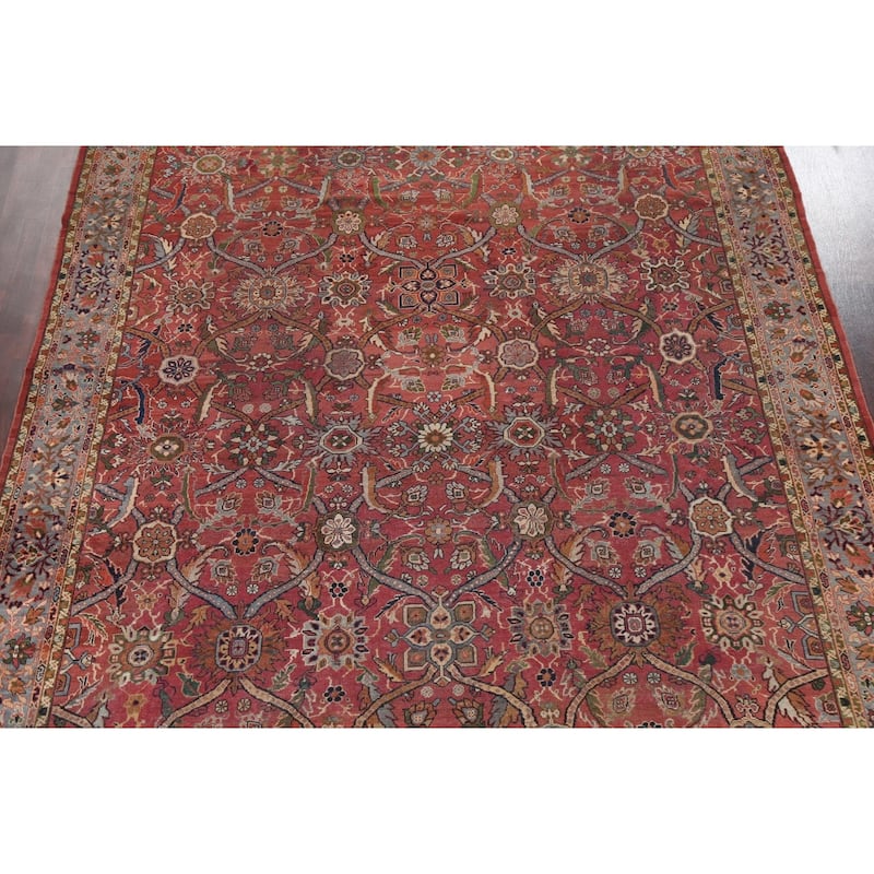 Pre-1900 Antique Sultanabad Persian Area Rug Hand-knotted Wool Carpet - 9'1" x 13'0"