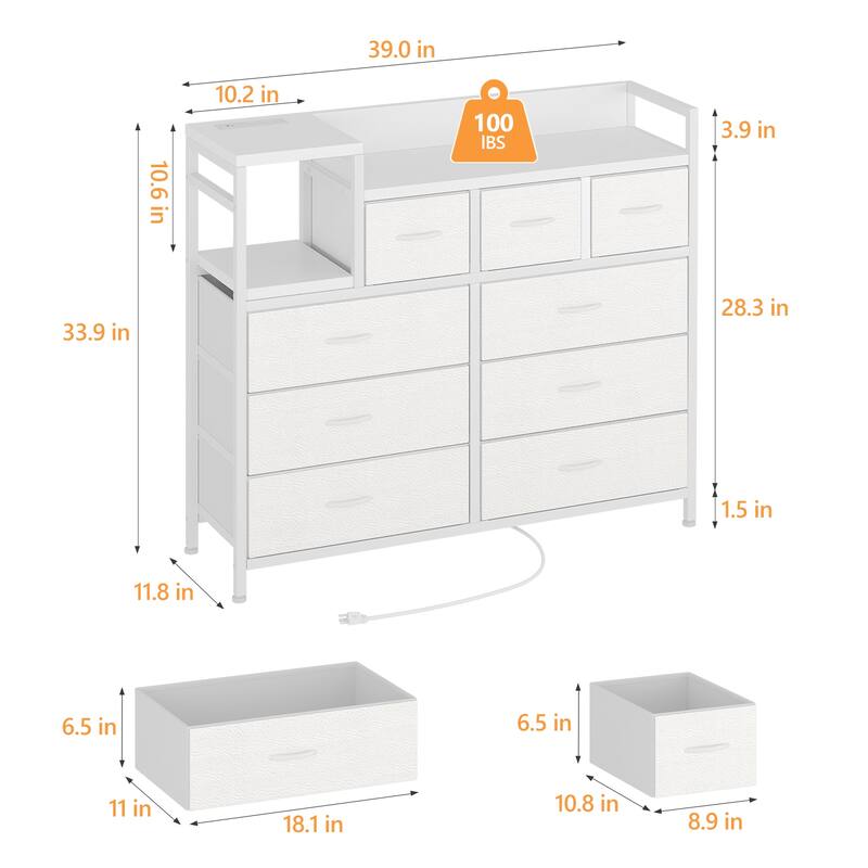 Bedroom Dresser with 9 Drawers