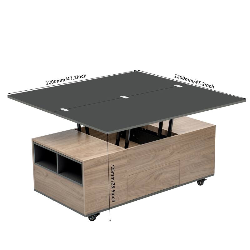 Modern Lift Top Coffee Table Multi Functional Table with 3 Drawers