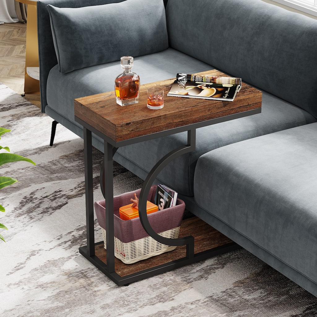 Narrow Side Table End Table Modern Bedside Tables Small Chairside Table for Couch, Sofa Table for Living Room