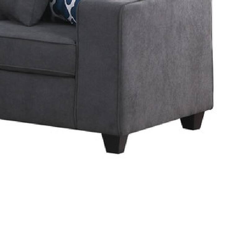 Nid L Shaped Sectional Sofa, Cupholder, Stone Gray Woven, 125 Inch