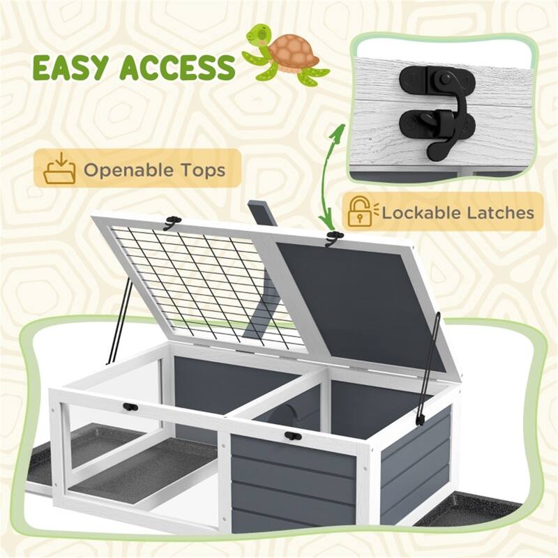 Habitat Tortoise House with Lamp Holder and Two Openable Lid - 32" L x 19" W x 12.5" H