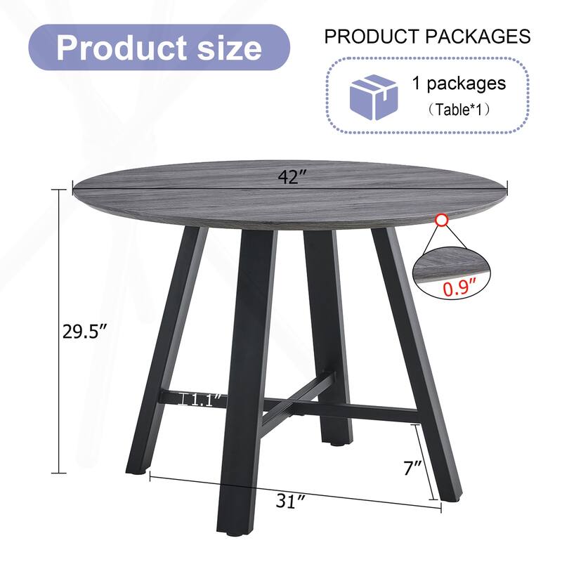 Minimalist Circular Dining Table with Sturdy Metal Legs