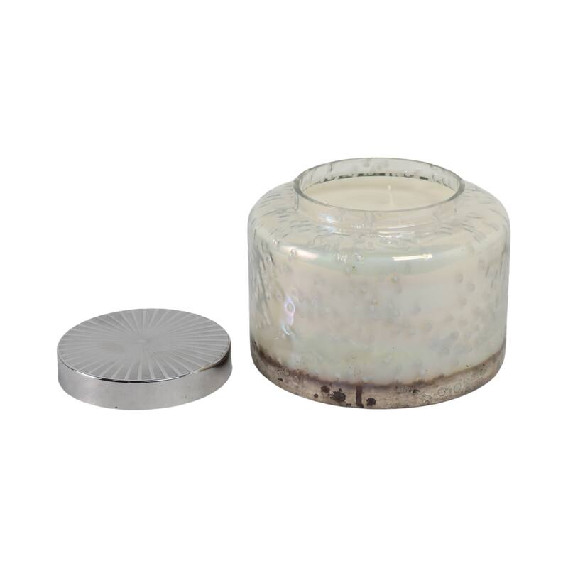 Decorative Glass Jar Candle with Metal Speckled Lid - 7" x 7" x 6"