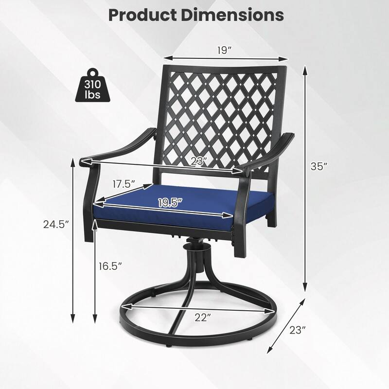 Costway 2 PCS Outdoor Swivel Chairs Patio Dining Chairs with Padded - See Details