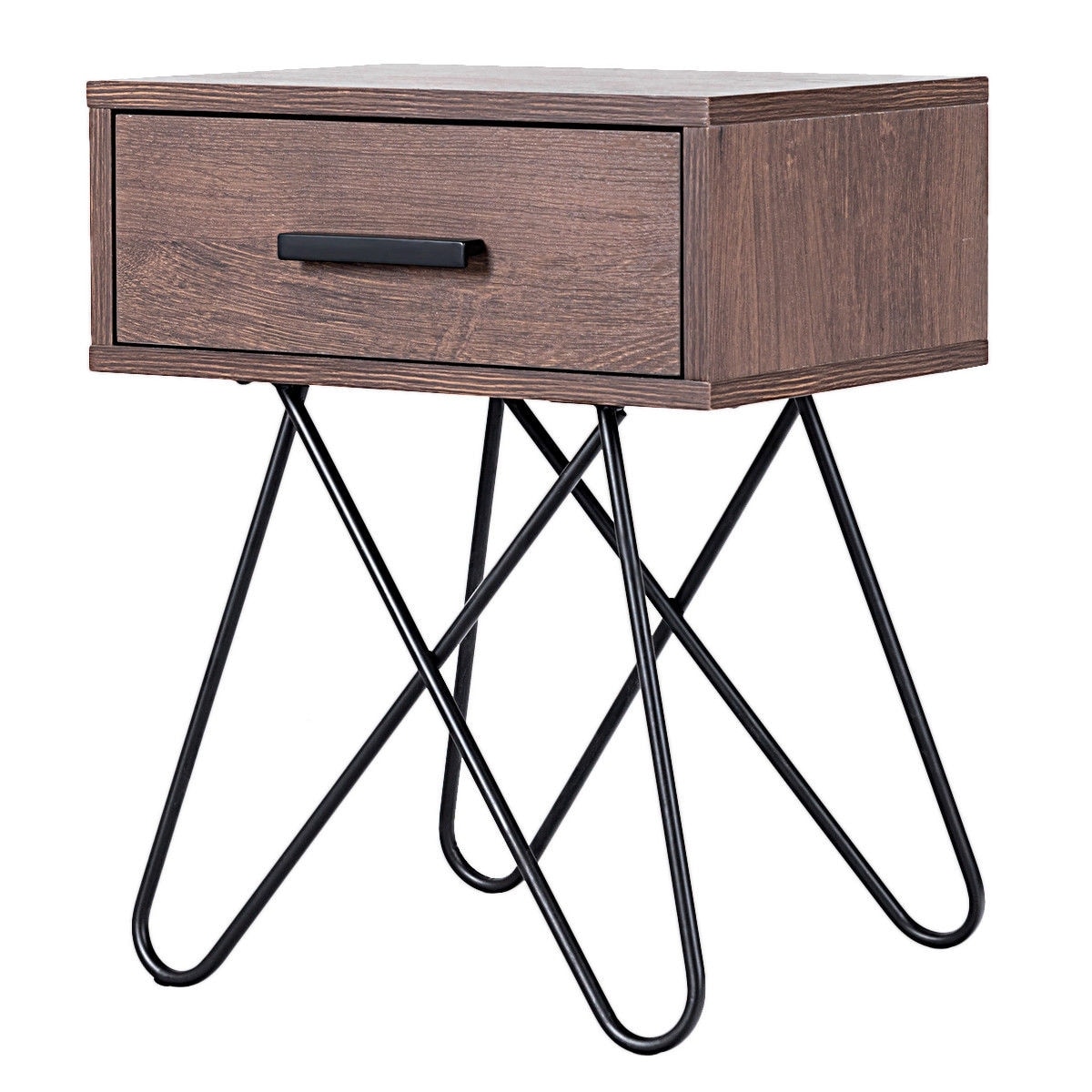 Shop Gymax Nightstand Side End Coffee Table Storage Display Steel Hairpin Legs With Drawer On Sale Overstock 27282401