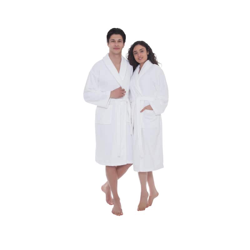 Ozan Premium Home Serene Collection 100% Turkish Cotton Unisex Terry Cloth Bathrobe - SM - White