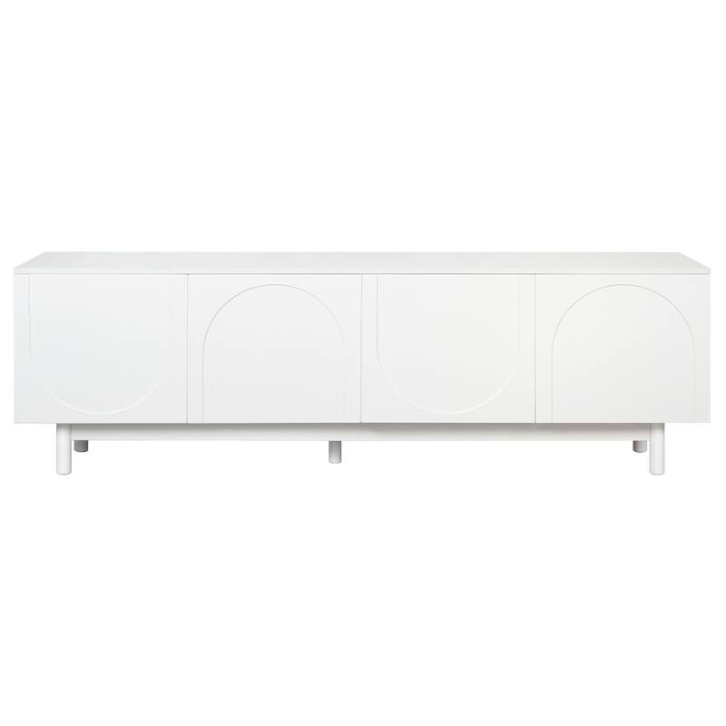 Modern Arch TV Console for TVs Up to 78'', Practical Media Console with Adjustable Shelves & Cable Management, Solid Wood Legs